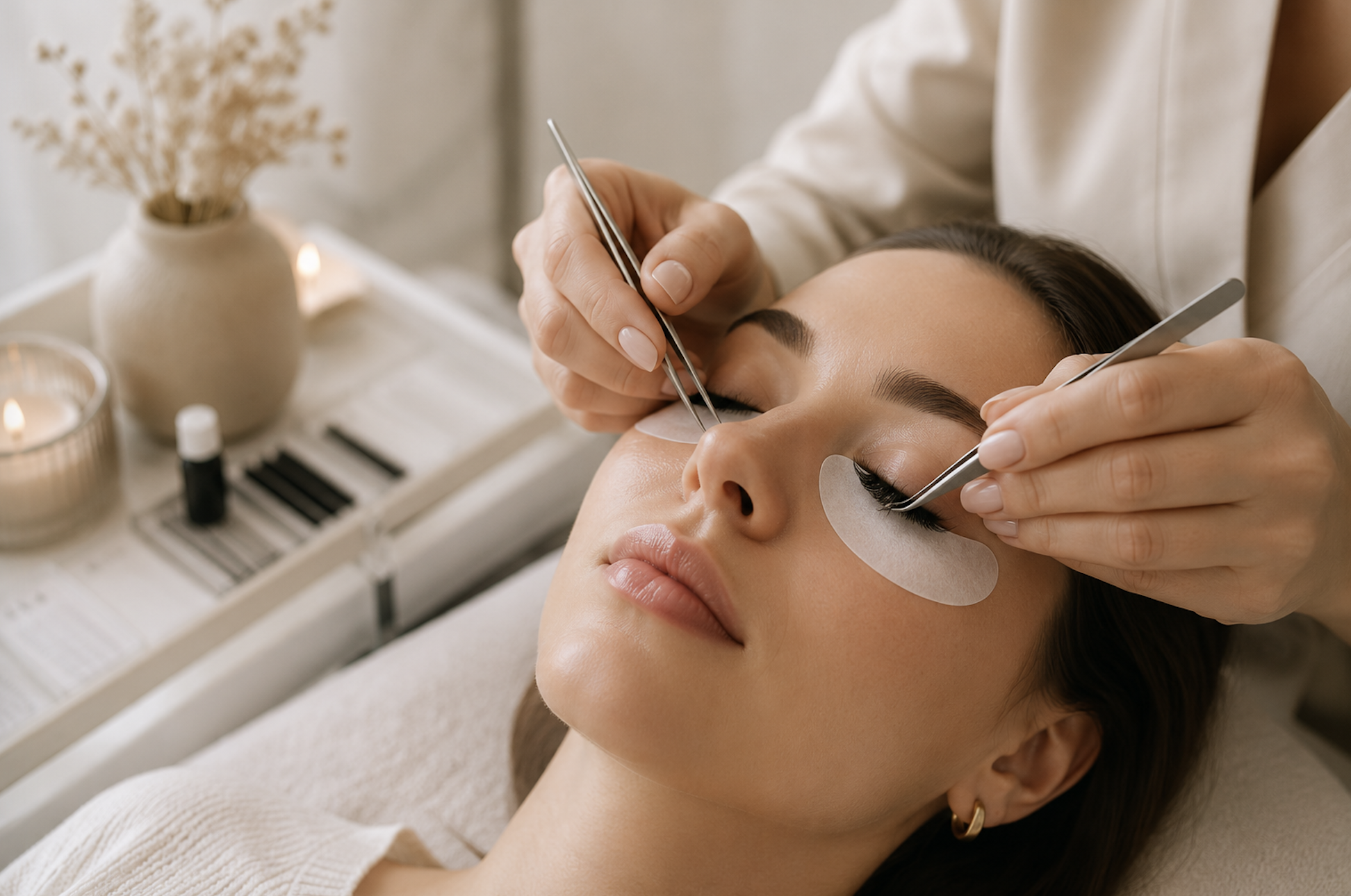 Vippeextensions i en professionel beautyklinik